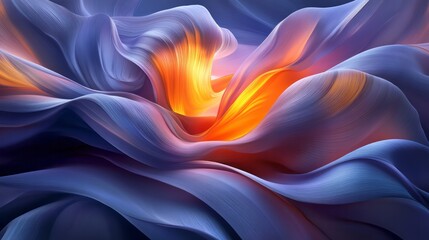 Obraz premium Abstract flowing shapes with vibrant orange and blue color gradients