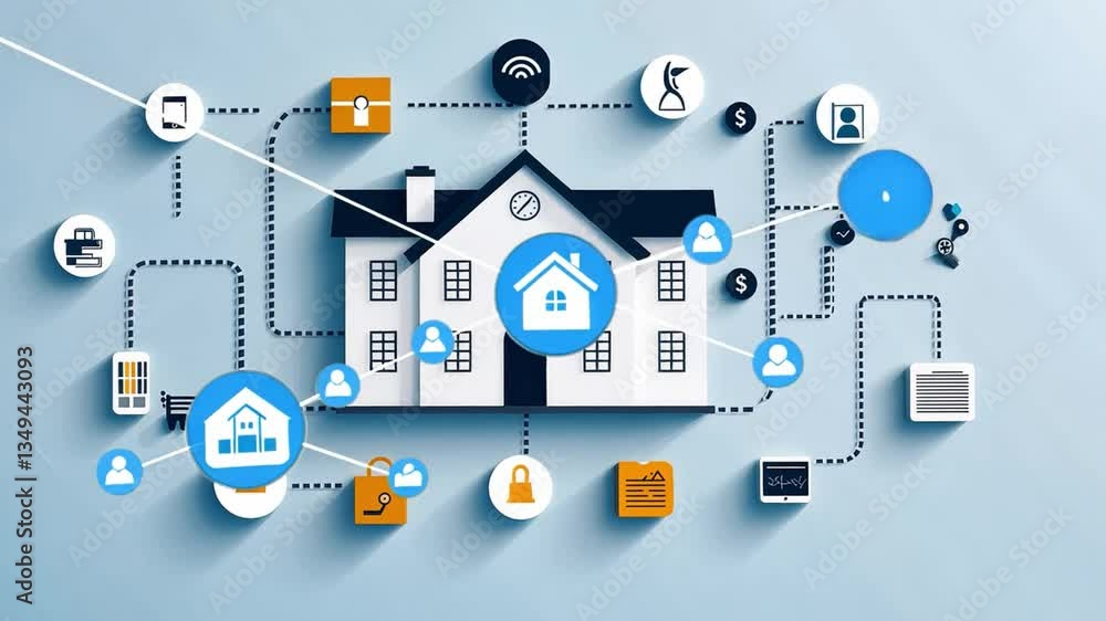 Aufkleber modern smart home concept with connected devices for automation, security, and efficiency in a digit