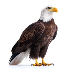 Fototapeta premium Majestic Bald Eagle Isolated on White Background Wildlife
