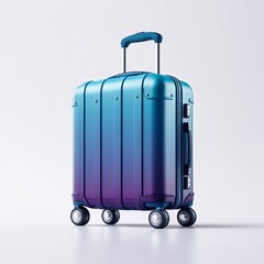 Stylish hard-shell suitcase with gradient blue-to-purple design in a modern setting