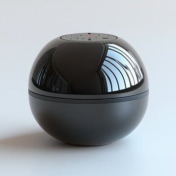 Modern sphere speaker, studio shot,  window reflection, product design