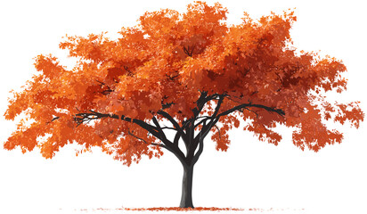 Vector autumn leafs, orange leaves tree cutout, transparent png background, fall season design, autumn decoration, seasonal tree, nature cutout, autumn foliage, tree silhouette