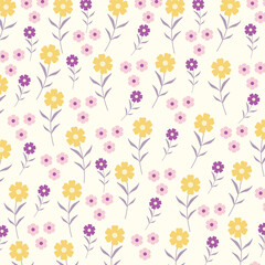 Obraz premium Flower seamless pattern for backgrounds, presentations, wrapping papers, prints, artworks. Vector illustration