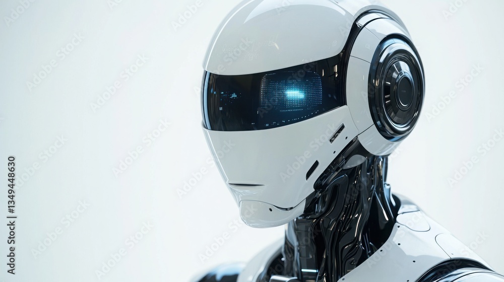 Poster futuristic robot with advanced features representing the innovative applications of technology in ad