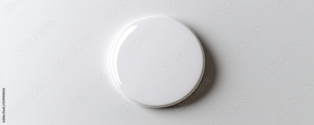 Poster minimalistic white circular object on a smooth bright surface.