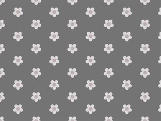 落ち着いたくすみピンクとグレーの小花柄のシームレスなパターン背景のイラスト