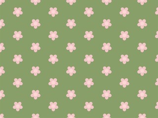 抹茶色と桜のシームレスな和風パターン背景イラスト