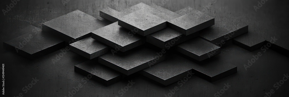 Poster abstract grayscale image of stacked cubes. dark and moody. geometric shapes