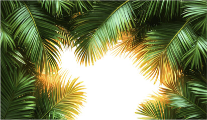 Naklejka premium Palm leaves, green freshness, cut out png file, tropical plant, nature background, vector image, leaf texture, nature design, transparent background, tropical foliage, green vector