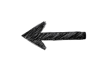 Fototapeta premium Graphic arrow pointing left sketch style, cut out transparent