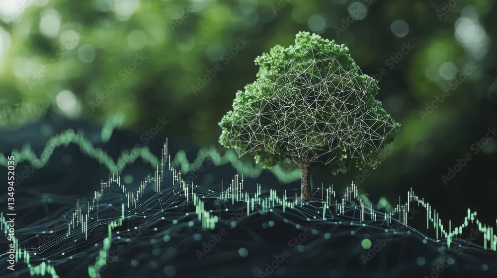 Poster tree with a chart illustrating ai-driven sustainable investment strategies for environmental respons