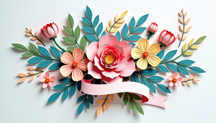 Obraz premium Beautiful handmade floral card for Mother's Day celebration.