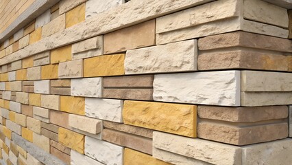 Natural Stone Wall Texture – Mixed Color Bricks with Rough Surface
