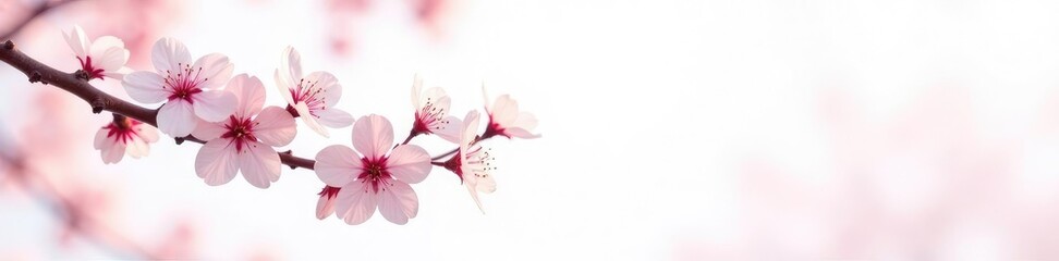 Obraz premium Delicate cherry blossom branches against white background isolated in natural light, blossom, spring, cherry blossoms