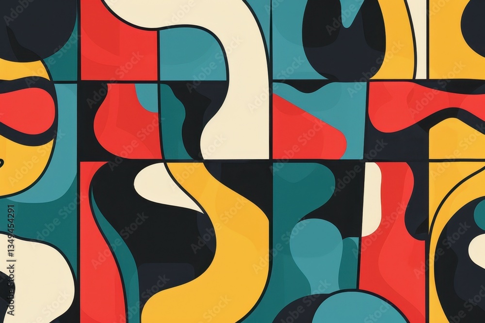 Poster colorful geometric patterns and abstract shapes create a vibrant composition that energizes the visu