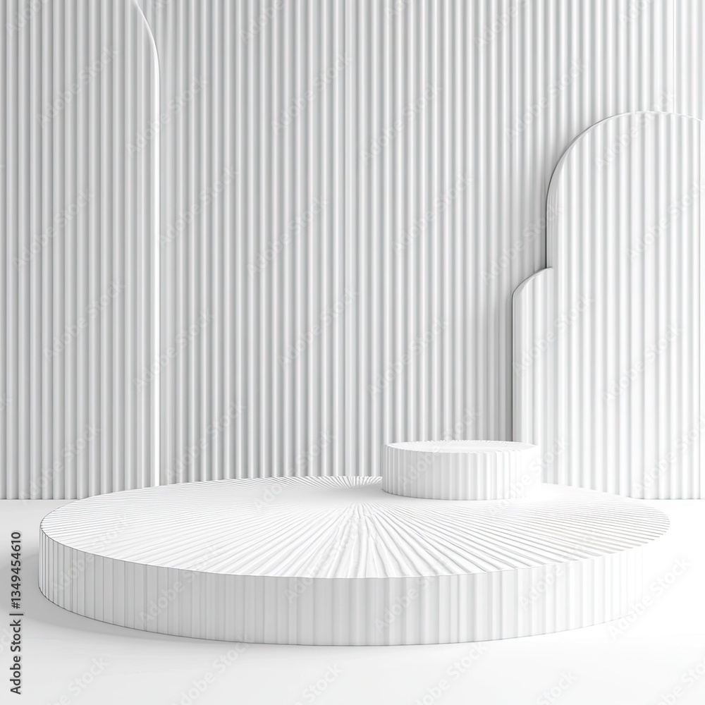 Aufkleber elegant white minimalist product display platform with fluted background