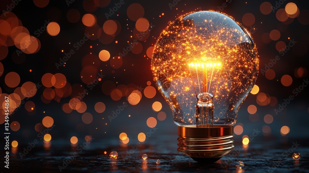 Poster light bulb illuminated with a spark symbolizing innovative ideas in b2b marketing transformation and