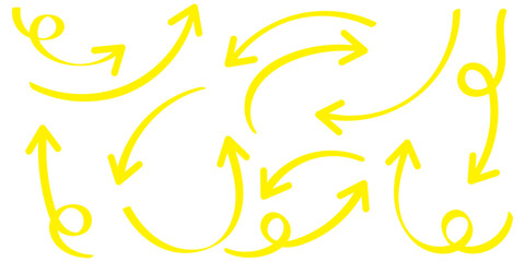 Set of Hand drawn vector arrows doodle on white background. design element vector illustration.