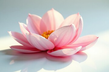 Delicate flower petals unfolding on white surface, bloom, white, clean