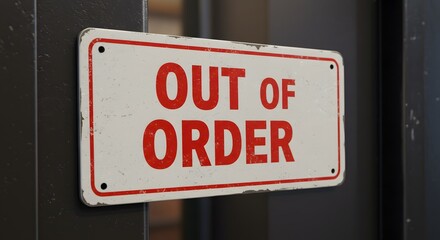 Obraz premium Metal Sign Reads Out of Order Hanging on a Metal Frame