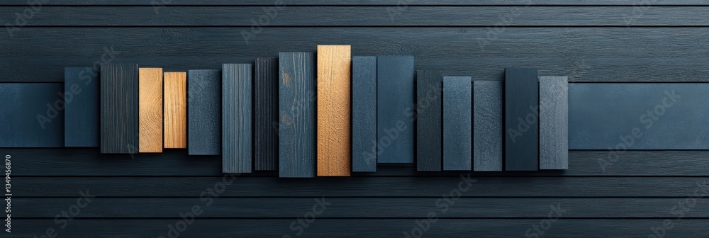 Poster Abstract arrangement of dark-colored blocks with a single gold block in the center