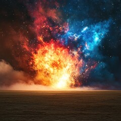 Fiery Explosion Illuminates the Sky in a Dramatic Scene