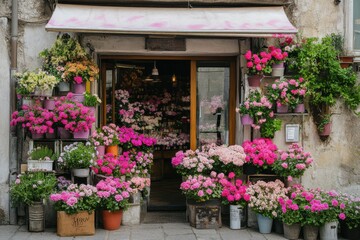 Naklejka premium Charming Flower Shop with Colorful Blooms