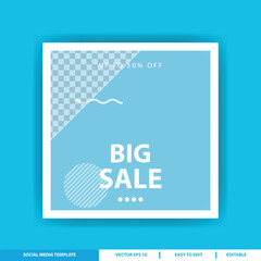 Minimalist Blue Social Media Template for Big Sale