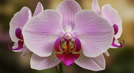 Obraz premium Close-up of Light Pink Orchid with Dark Pink Center Blooming Gracefully