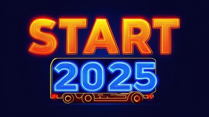 Neon styled image shows a futuristic beginning to the year two thousand twenty five