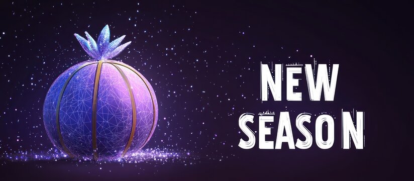 A glowing futuristic fruit design displays a new season announcement