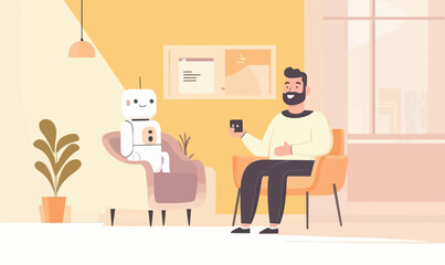 Business Professional Engaging with AI Chatbot for Automation and Innovation