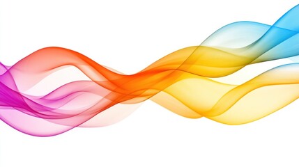 Naklejka premium Vibrant spectrum flowing waves on white canvas conveying movement and energy