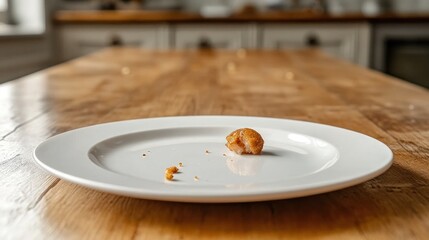 A white plate with a single piece of cooked food