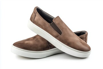 Naklejka premium Textile luxury fashion slip-on sports shoes sneakers for male isolated on white background. Men's casual business shoes. Mock up, template