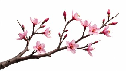 Isolated branches with intricate details on a plain white background, elegance, texture