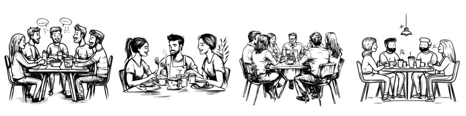 Friends enjoying a casual gathering in a cozy restaurant setting during an evening with lively conversation