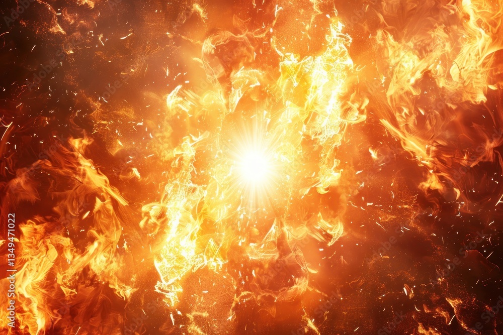 Poster a radiant burst spreads out from a glowing core, adding depth with soft, diffused light and lifelike