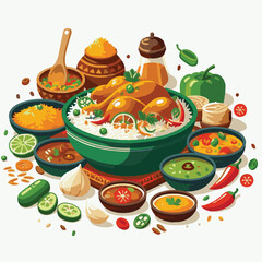 chicken, dinner, spicy, indian, cuisine, dish, asian, basmati, rice, meat, food, lunch, background, biryani, cooked, delicious, healthy, meal, india, restaurant, arabic, cooking, homemade, isolated, t