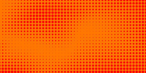 Dots halftone orange color pattern gradient texture with technology digital background. Dots pop art comics with summer background modern arts