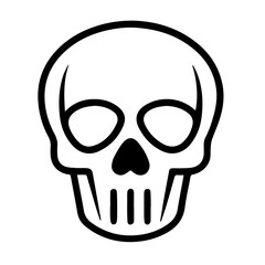 Simple Skull Icon, Outline Death Symbol