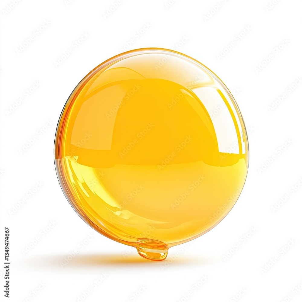 Poster a stunning 3d render of a translucent amber sphere with a glossy surface and a dripping effect