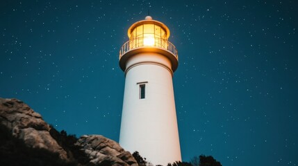 Guiding light beacon in the night sky