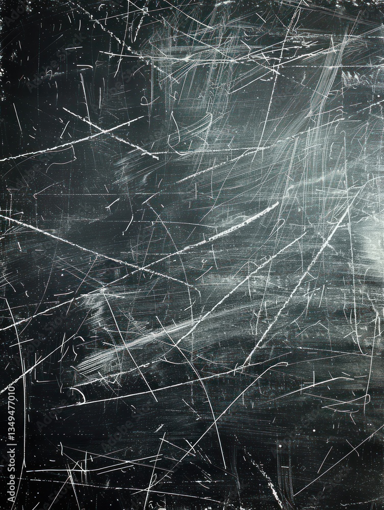 Poster abstract lines form textures on a scratched chalkboard, creating a rugged aesthetic in soft lighting