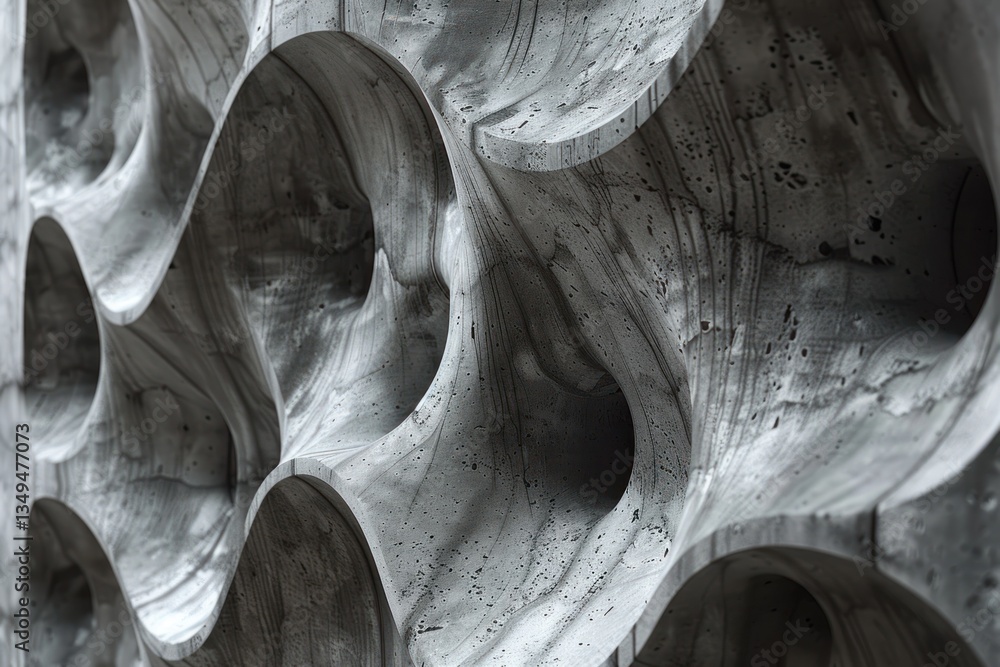 Poster sculptural concrete with elegant patterns and deep recesses creates visual movement and smooth light