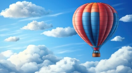 Naklejka premium Colorful hot air balloon soaring above fluffy clouds