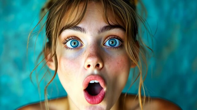 Surprise and Shock Extreme Close-Up of a Woman's Amazed Face