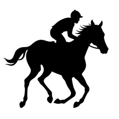 Fototapeta premium Silhouette of a horse and rider galloping