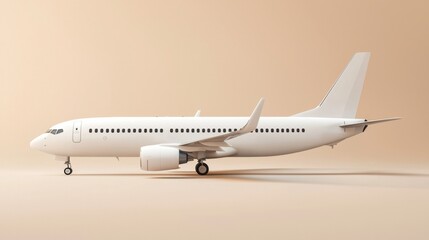 A sleek, modern airplane on a minimalistic backdrop, symbolizing travel and adventure.