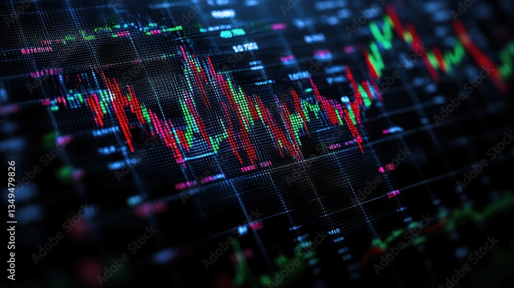 Poster dynamic stock market data visualization: candlestick charts and financial indicators